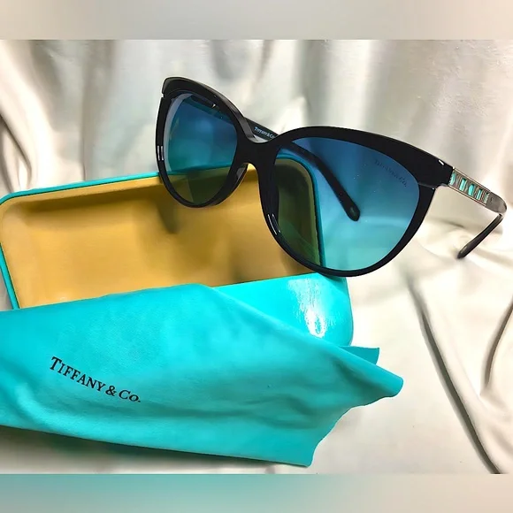 Tiffany & Co. Teal Sunglasses Set Tiffany & Co TF4047B Sunglasses Black Tiffany Blue BNWT Full  main image 2